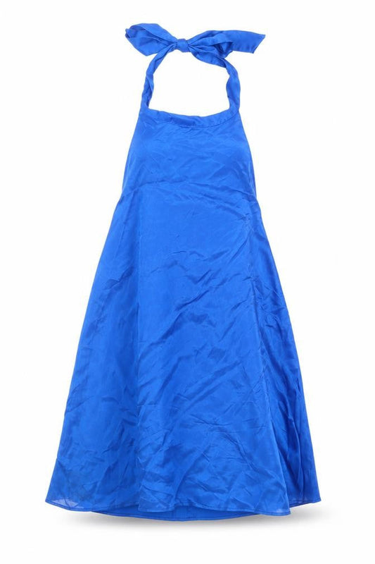 Zara Womens Blue Polyester Trapeze & Swing Size M Halter Button