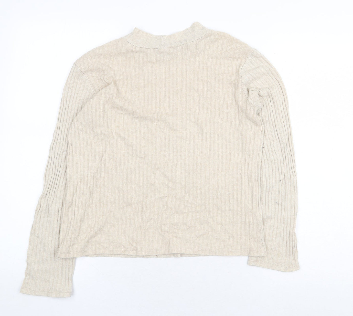 Zanzara Womens Beige Viscose Basic T-Shirt Size M Mock Neck