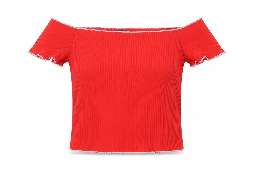 Primark Womens Red Polyester Basic Tank Size 8 Off the Shoulder