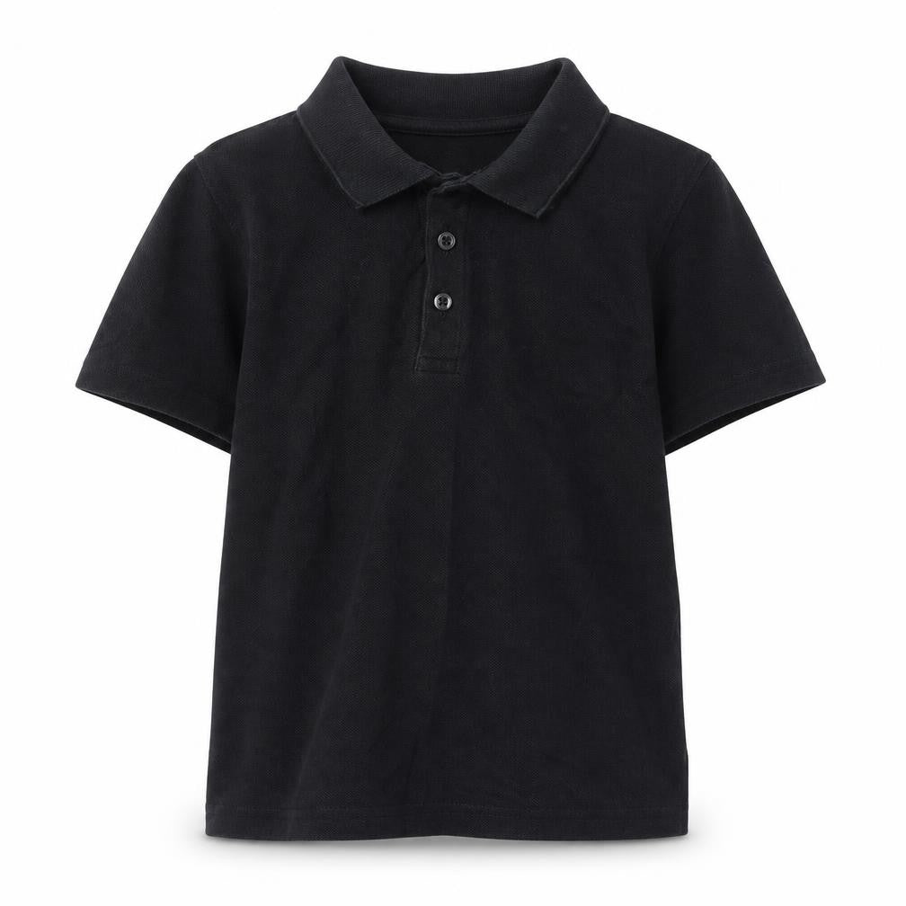 Marks & Spencer Boys Black 100% Cotton Basic Polo Size 8-9 Years Collared Button