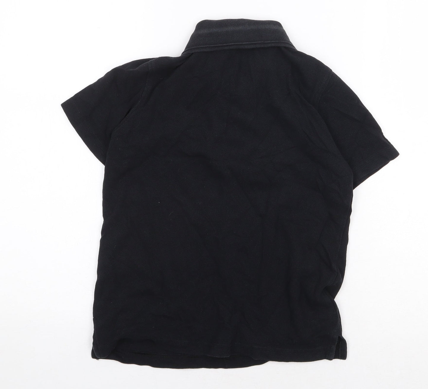Marks and Spencer Boys Black 100% Cotton Basic Polo Size 8-9 Years Collared Button