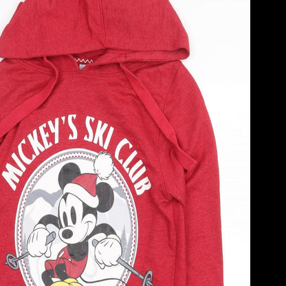 Preloved Disney Womens Red Cotton Pullover Hoodie Size XS Pullover - Mickey Mouse - Detail