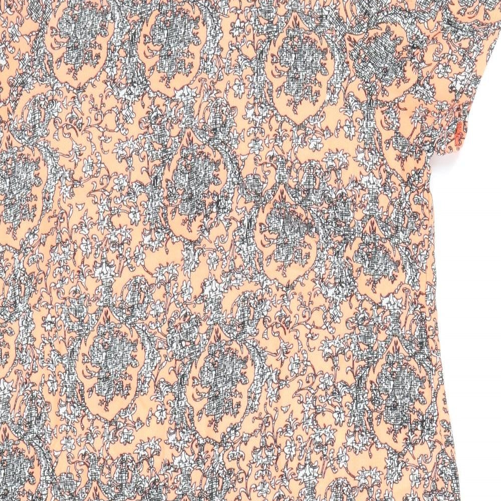 Stella Morgan Womens Orange Geometric Polyester A-Line Size 8 Round Neck Zip