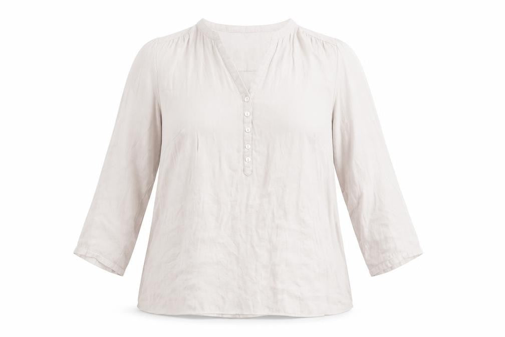 H&M Womens Pink Polyester Basic Blouse Size M V-Neck - Shirred detail on the back