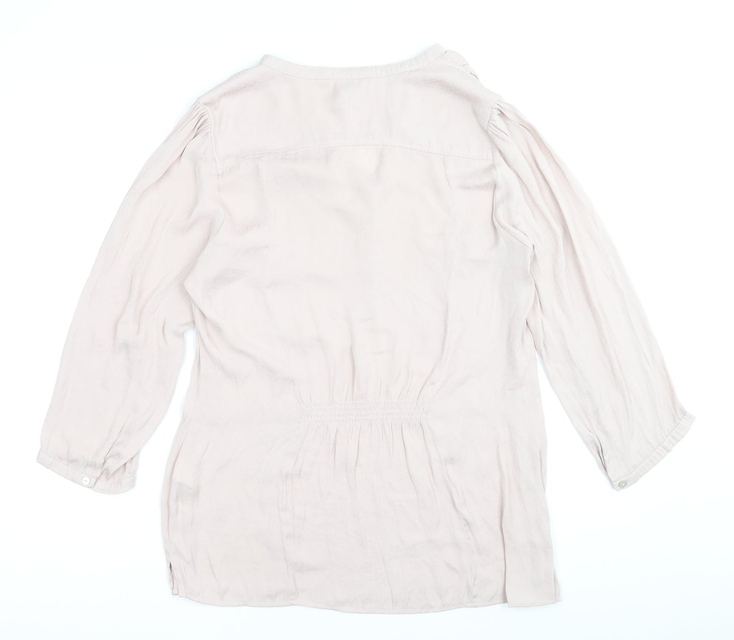 H&M Womens Pink Polyester Basic Blouse Size M V-Neck - Shirred detail on the back