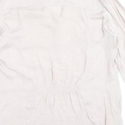 H&M Womens Pink Polyester Basic Blouse Size M V-Neck - Shirred detail on the back