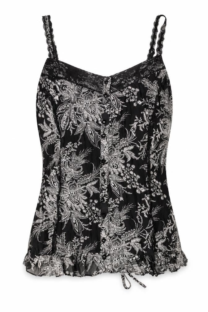 Soon Womens Black Geometric Polyester Basic Tank Size 12 V-Neck