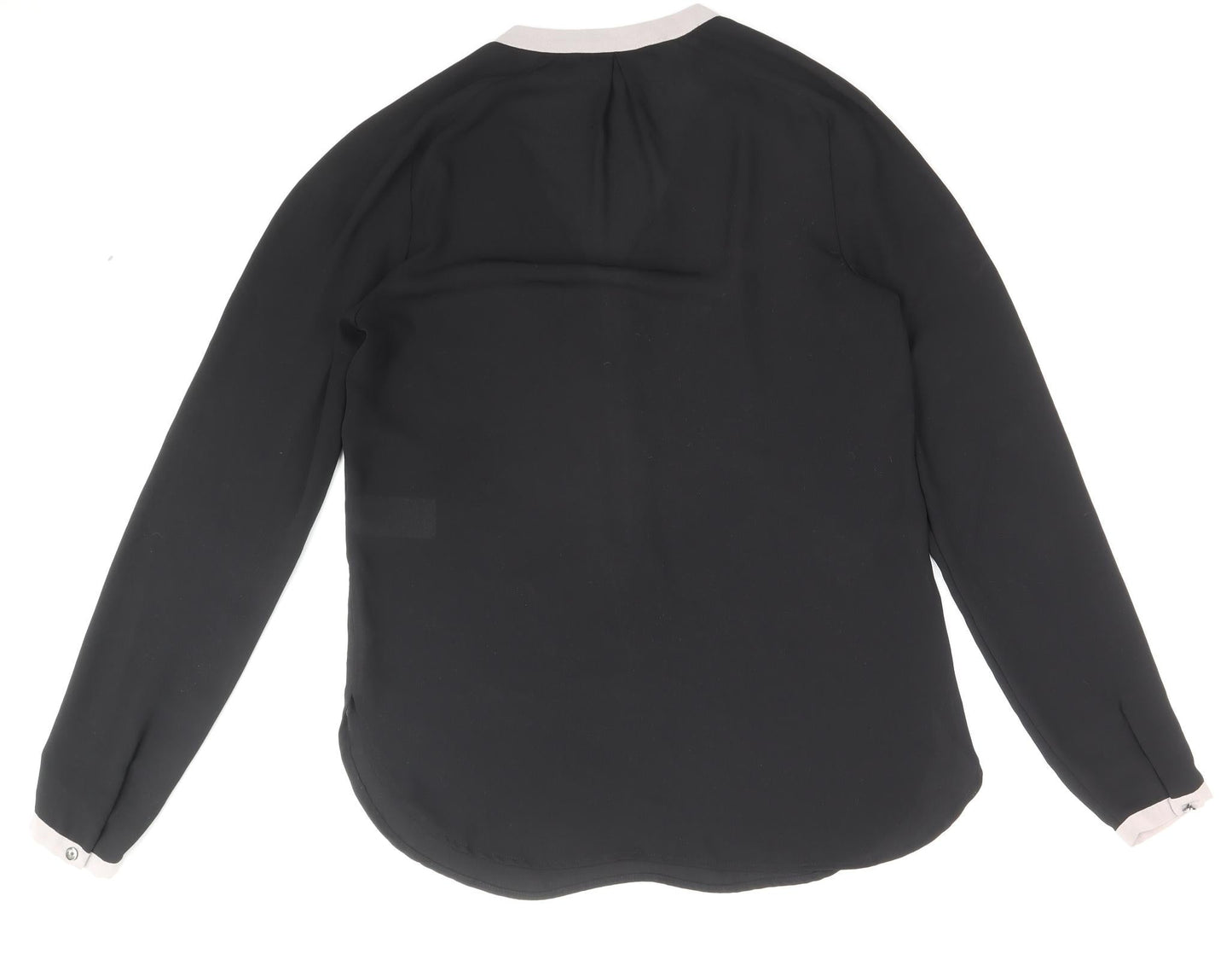 Warehouse Womens Black Striped Polyester Basic Blouse Size 8 V-Neck