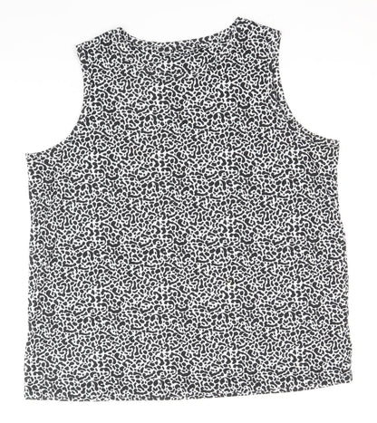 Marks & Spencer Womens Black Animal Print Polyester Basic Tank Size 16 Round Neck