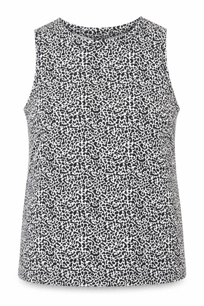 Marks & Spencer Womens Black Animal Print Polyester Basic Tank Size 16 Round Neck