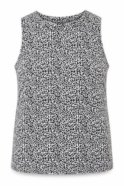 Marks & Spencer Womens Black Animal Print Polyester Basic Tank Size 16 Round Neck