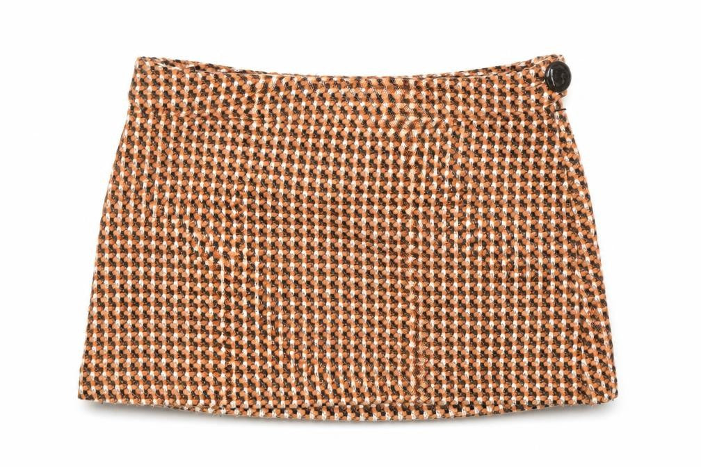 Divided by H&M Womens Orange Plaid Polyester Mini Skirt Size 10 Zip