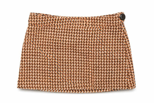 Divided by H&M Womens Orange Plaid Polyester Mini Skirt Size 10 Zip