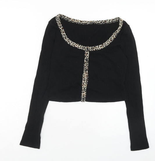 SheIn Womens Black Scoop Neck Cotton Cardigan Jumper Size L