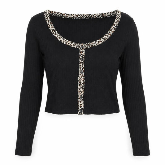 SHEIN Womens Black Scoop Neck Cotton Cardigan Jumper Size L