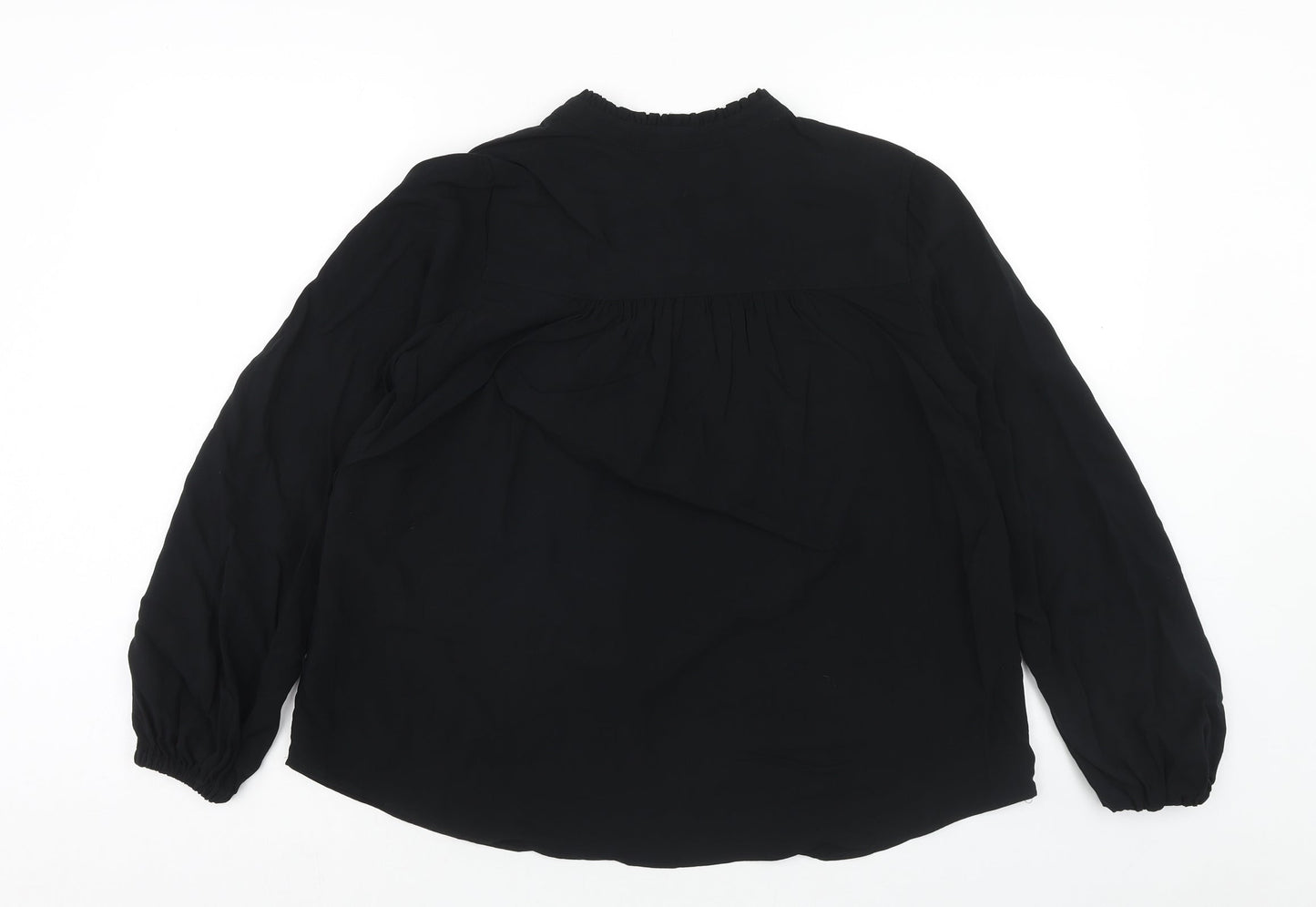 Marks and Spencer Womens Black Viscose Basic Blouse Size 10 V-Neck