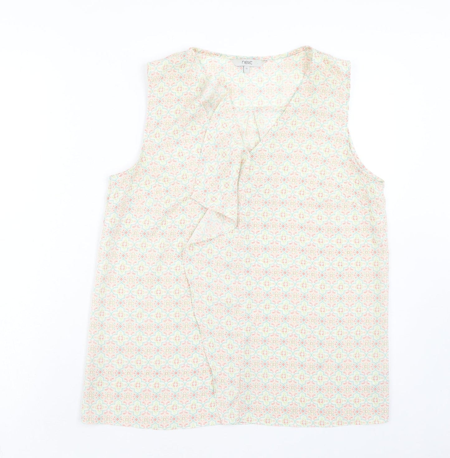 NEXT Womens Multicoloured Geometric Polyester Basic Blouse Size 12 V-Neck