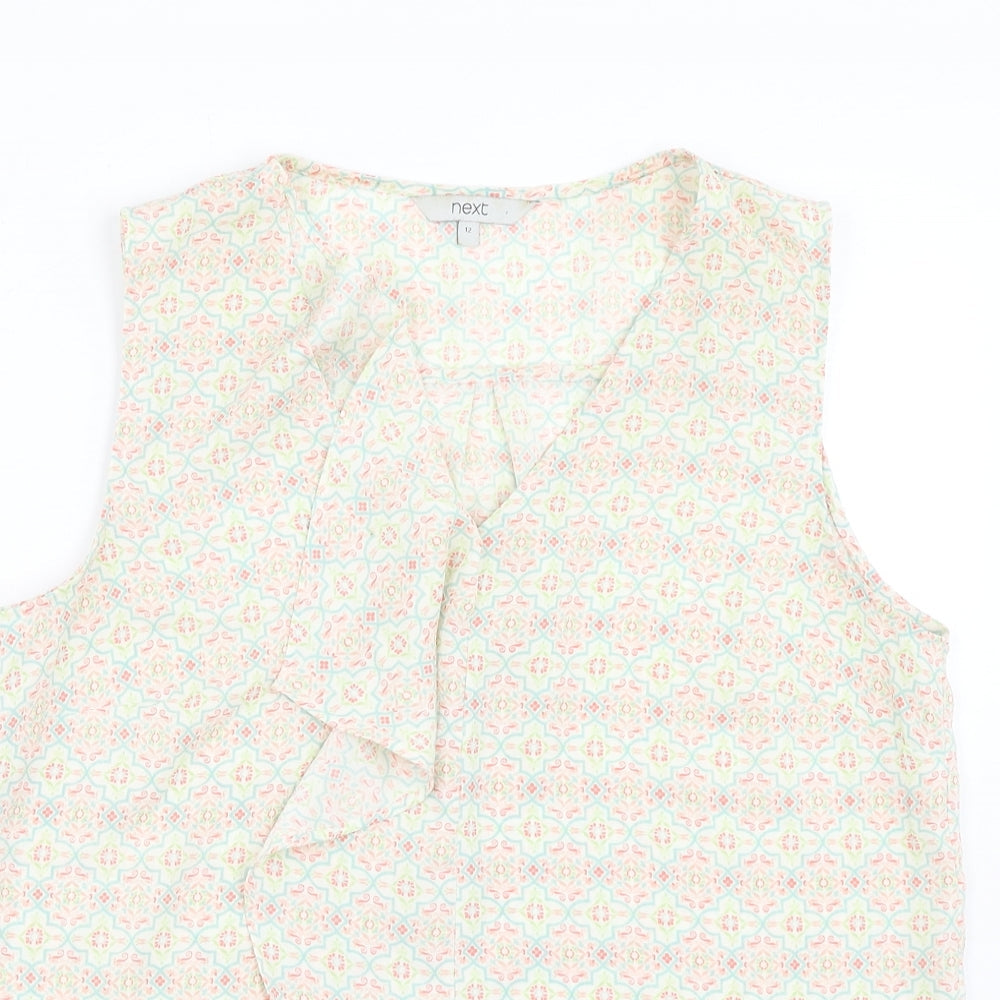 NEXT Womens Multicoloured Geometric Polyester Basic Blouse Size 12 V-Neck