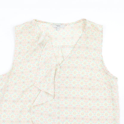 Next Womens Multicoloured Geometric Polyester Basic Blouse Size 12 V-Neck