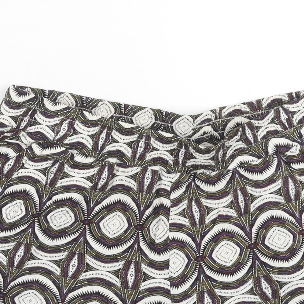H&M Womens Multicoloured Geometric Viscose Cut-Off Shorts Size XS Regular Pull On