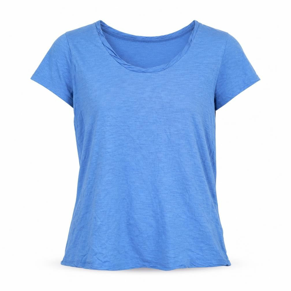Sussan Womens Blue Cotton Basic T-Shirt Size S Scoop Neck