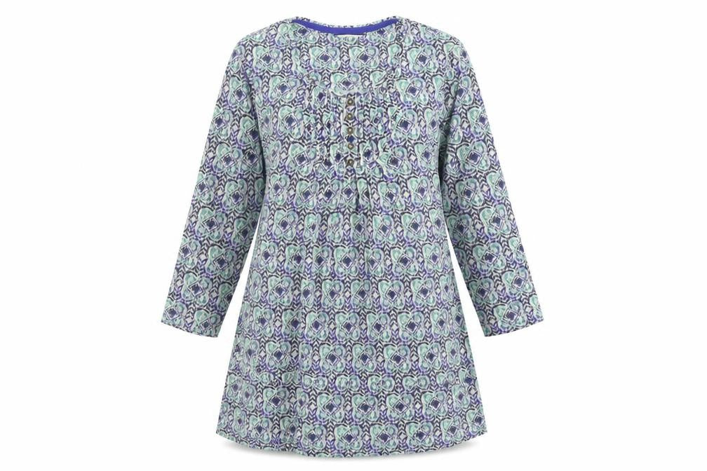 DASH Womens Multicoloured Geometric Viscose A-Line Size 10 Round Neck Pullover