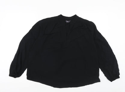 Marks & Spencer Womens Black Viscose Basic Blouse Size 8 V-Neck
