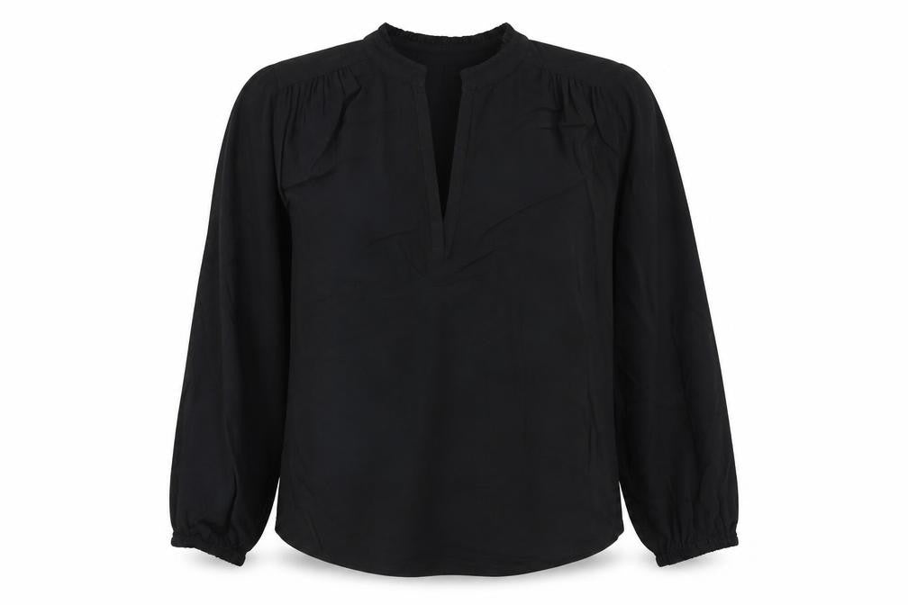 Marks & Spencer Womens Black Viscose Basic Blouse Size 8 V-Neck