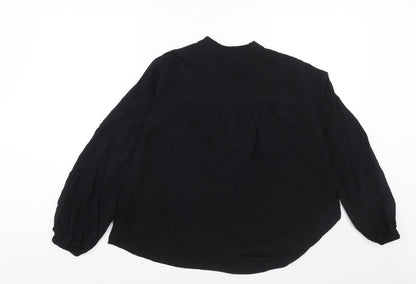 Marks & Spencer Womens Black Viscose Basic Blouse Size 8 V-Neck