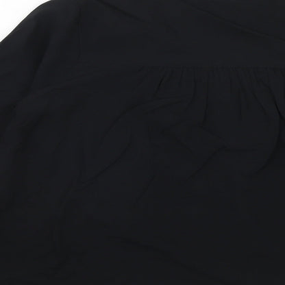 Marks & Spencer Womens Black Viscose Basic Blouse Size 8 V-Neck