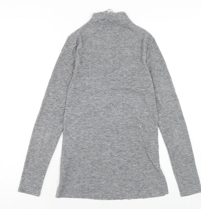 River Island Womens Grey Mock Neck Polyester Pullover Jumper Size 8