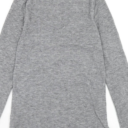 River Island Womens Grey Mock Neck Polyester Pullover Jumper Size 8