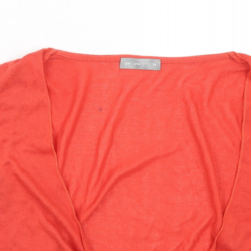 Per Una Womens Red V-Neck Polyester Shrug Jumper Size 14