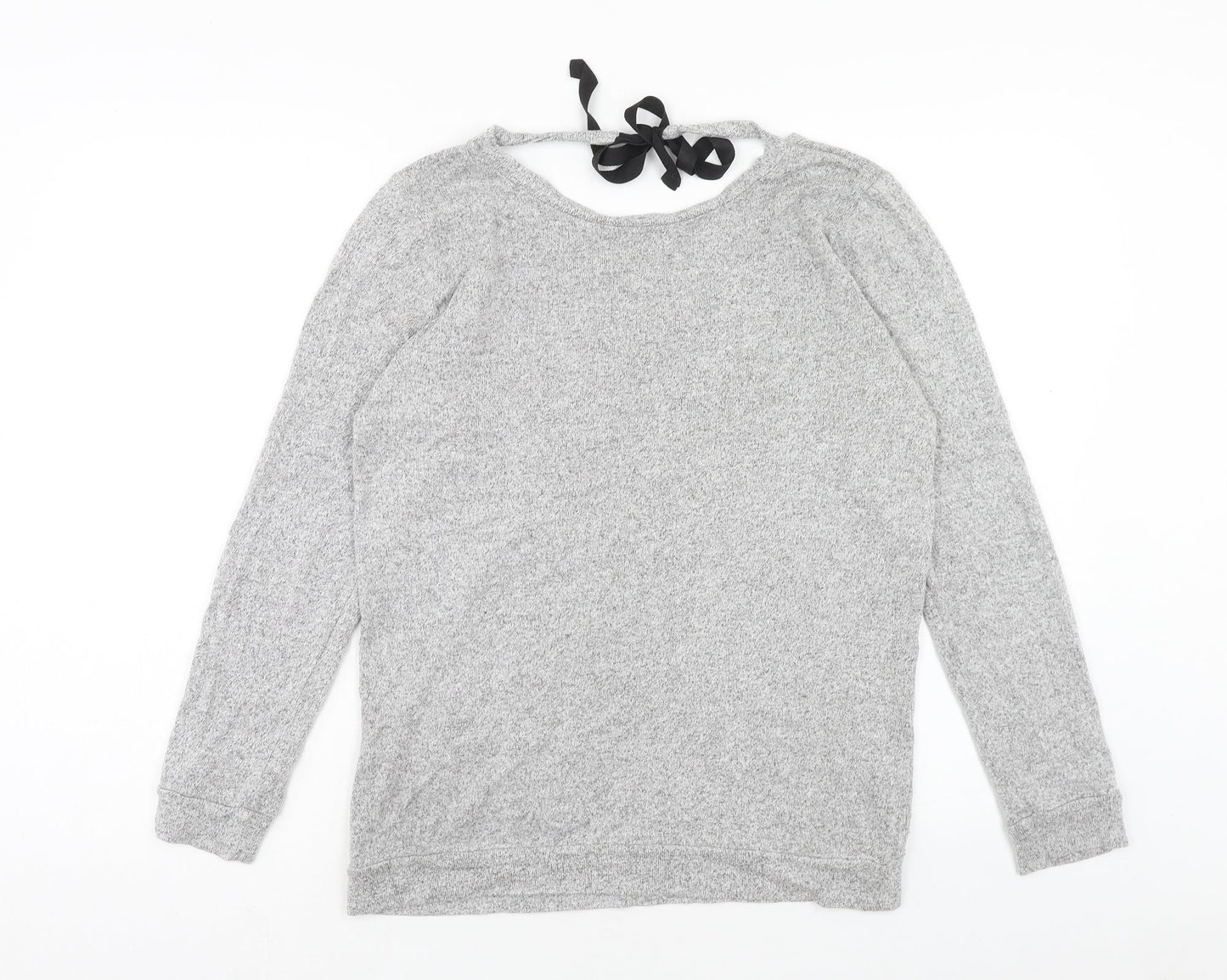 River Island Womens Grey Polyester Basic T-Shirt Size 12 Round Neck