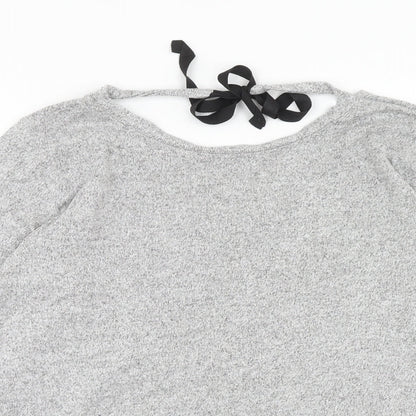 River Island Womens Grey Polyester Basic T-Shirt Size 12 Round Neck