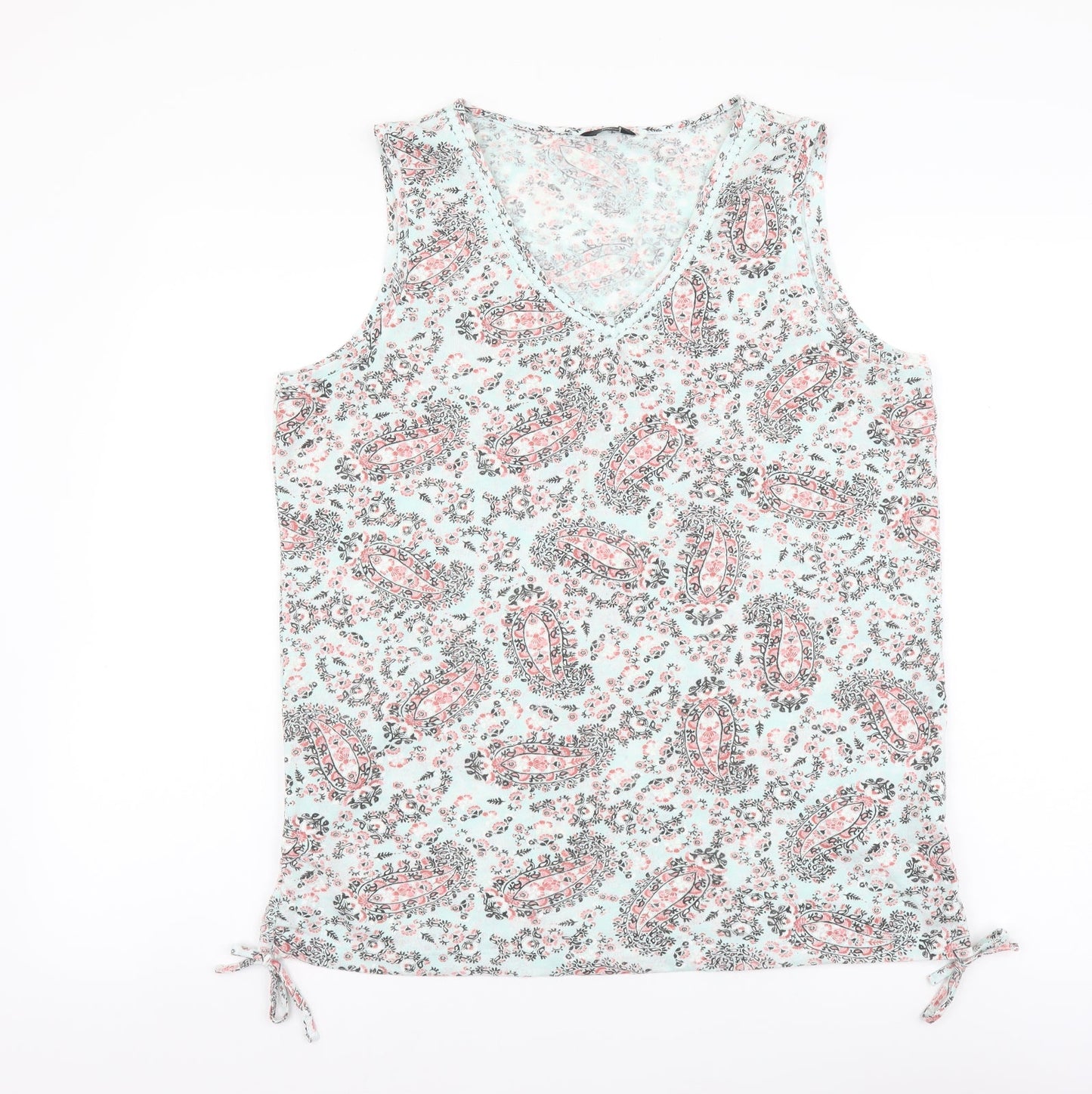 M&Co Womens Multicoloured Geometric Polyester Basic Tank Size 16 V-Neck
