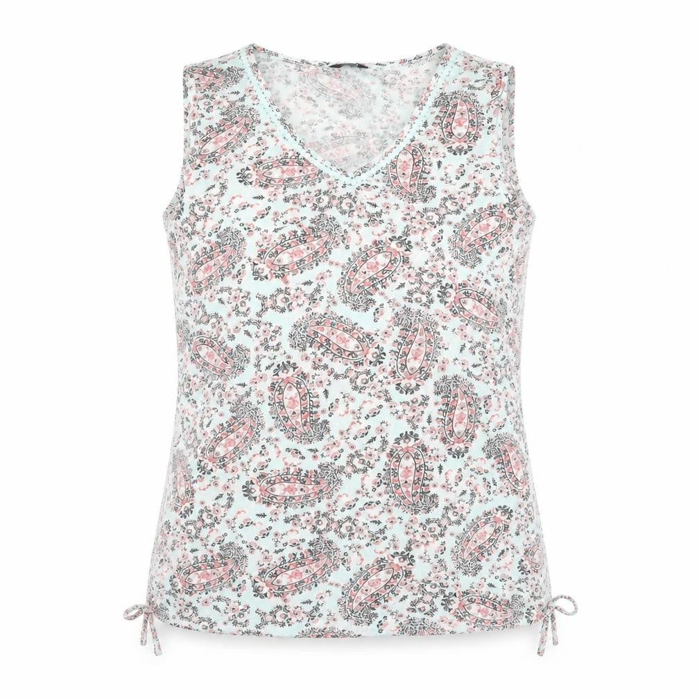M&Co Womens Multicoloured Geometric Polyester Basic Tank Size 16 V-Neck