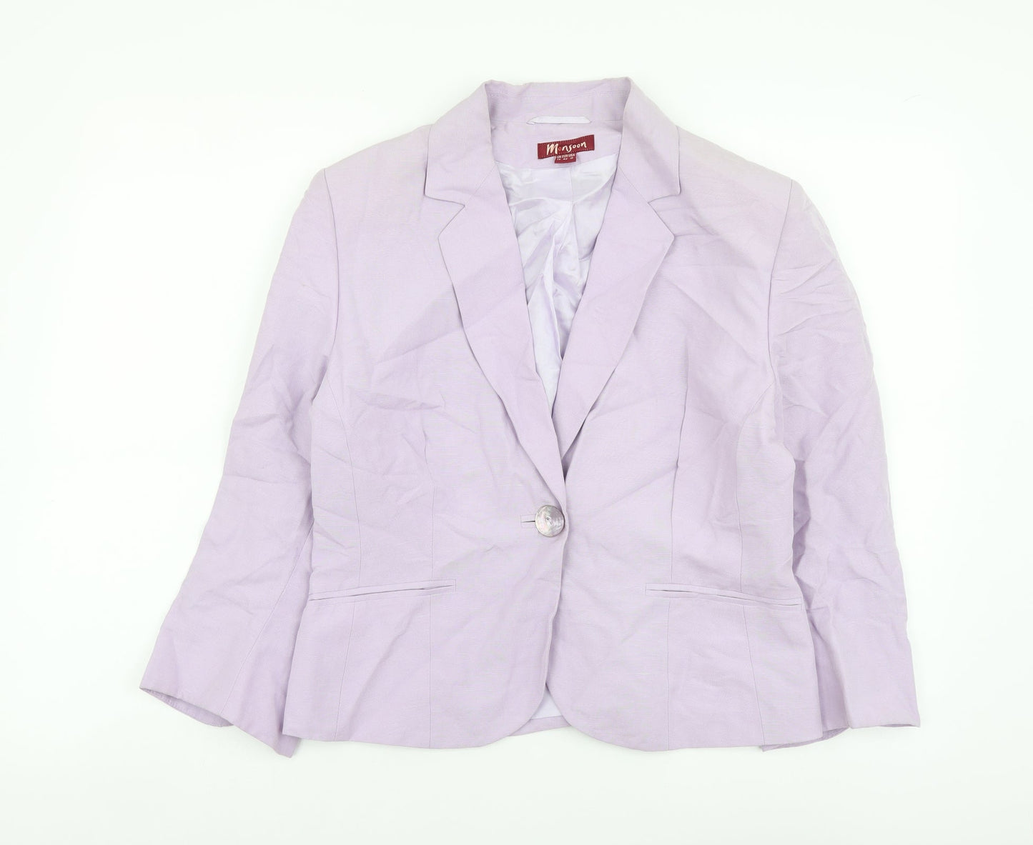 Monsoon Womens Purple Viscose Jacket Suit Jacket Size 14