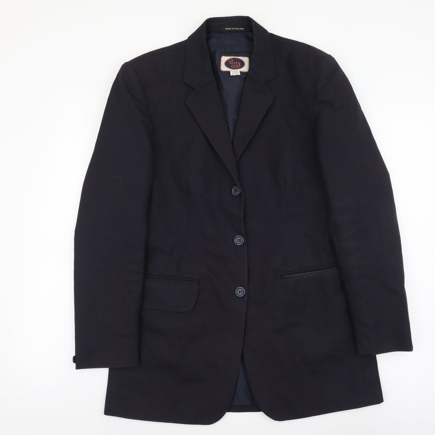 Perry Clothes Mens Blue Polyester Jacket Blazer Size S
