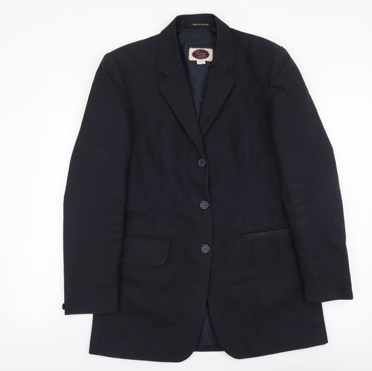 Perry Clothes Mens Blue Polyester Jacket Blazer Size S