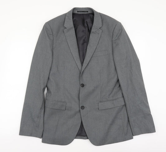 Topman Mens Grey Polyester Jacket Blazer Size M