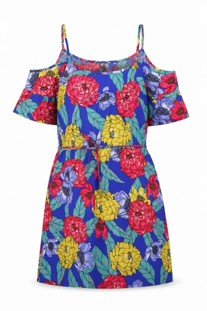 Atmosphere Womens Multicoloured Floral Polyester Fit & Flare Size 14 Boat Neck Pullover - Cold Shoulder