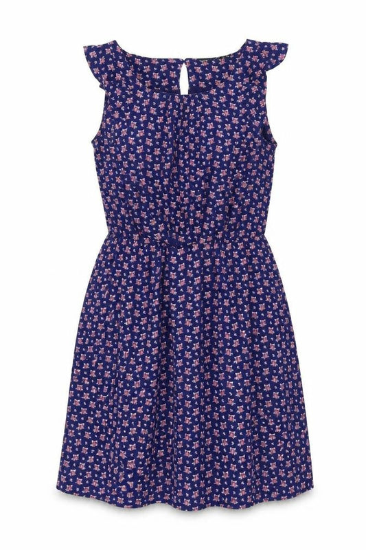 Atmosphere Womens Blue Geometric Polyester Fit & Flare Size 6 Boat Neck Button