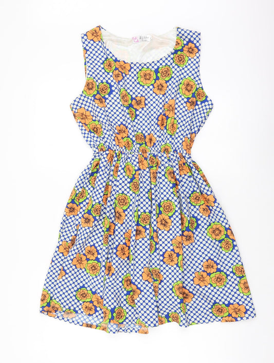 Shikka Womens Multicoloured Floral Polyester Fit & Flare Size M Boat Neck Zip