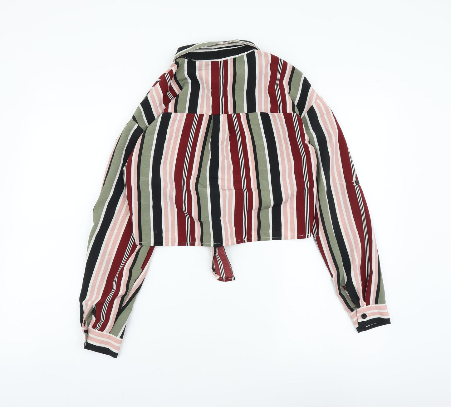 New Look Girls Multicoloured Striped Polyester Basic Button-Up Size 11 Years Collared Button