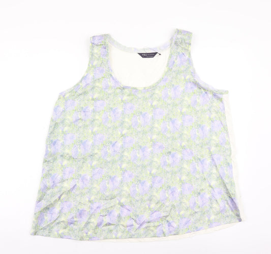 Marks and Spencer Womens Multicoloured Geometric Polyester Basic Blouse Size 14 Scoop Neck
