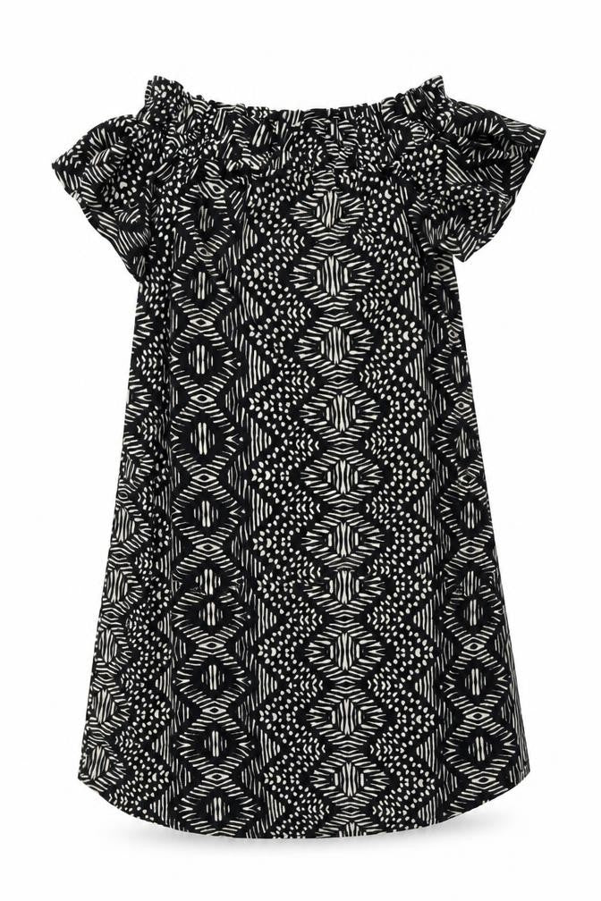 Atmosphere Womens Black Geometric Polyester A-Line Size 14 Off the Shoulder Pullover
