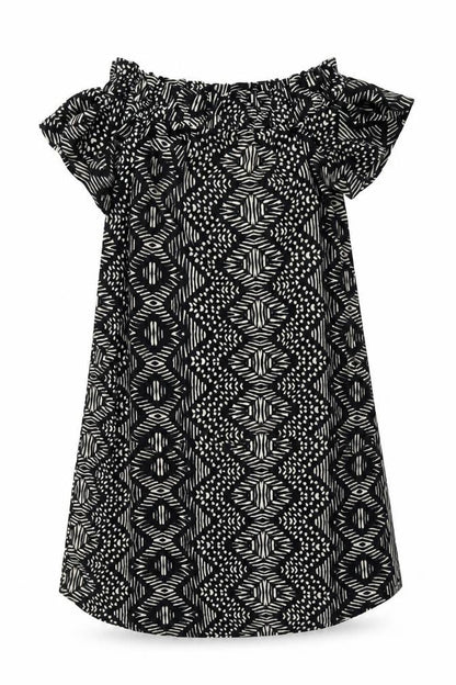 Atmosphere Womens Black Geometric Polyester A-Line Size 14 Off the Shoulder Pullover