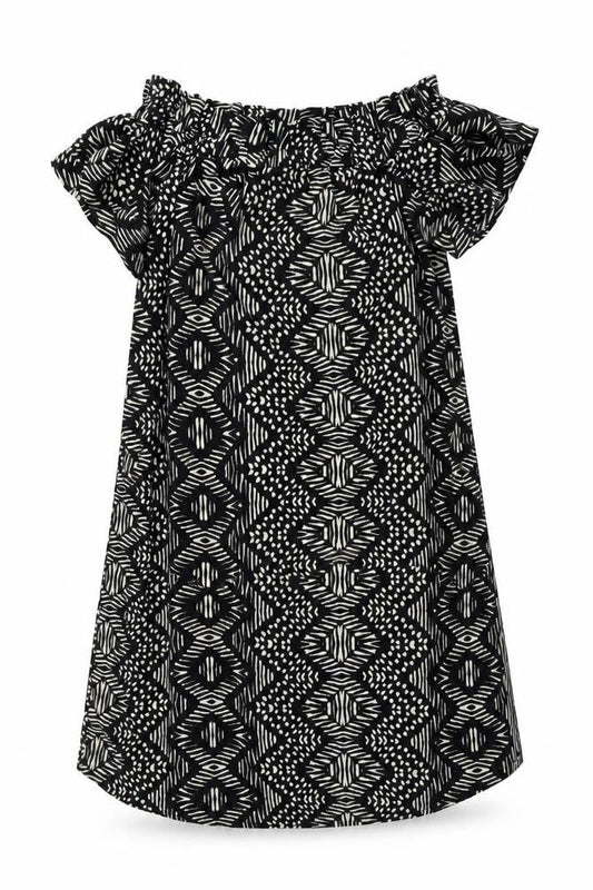 Atmosphere Womens Black Geometric Polyester A-Line Size 14 Off the Shoulder Pullover