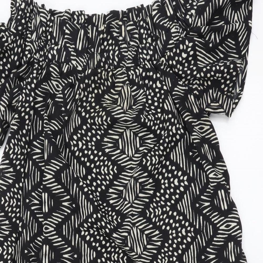Atmosphere Womens Black Geometric Polyester A-Line Size 14 Off the Shoulder Pullover